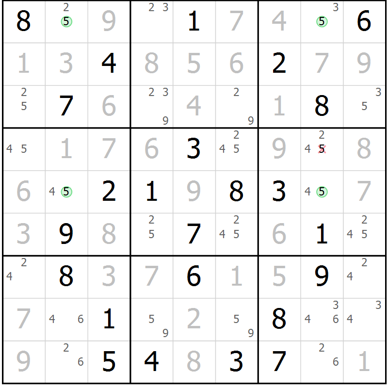 Position des candidats pour la solution de la Gr 73 page 76 du magazine de sudoku Maestro n° 086