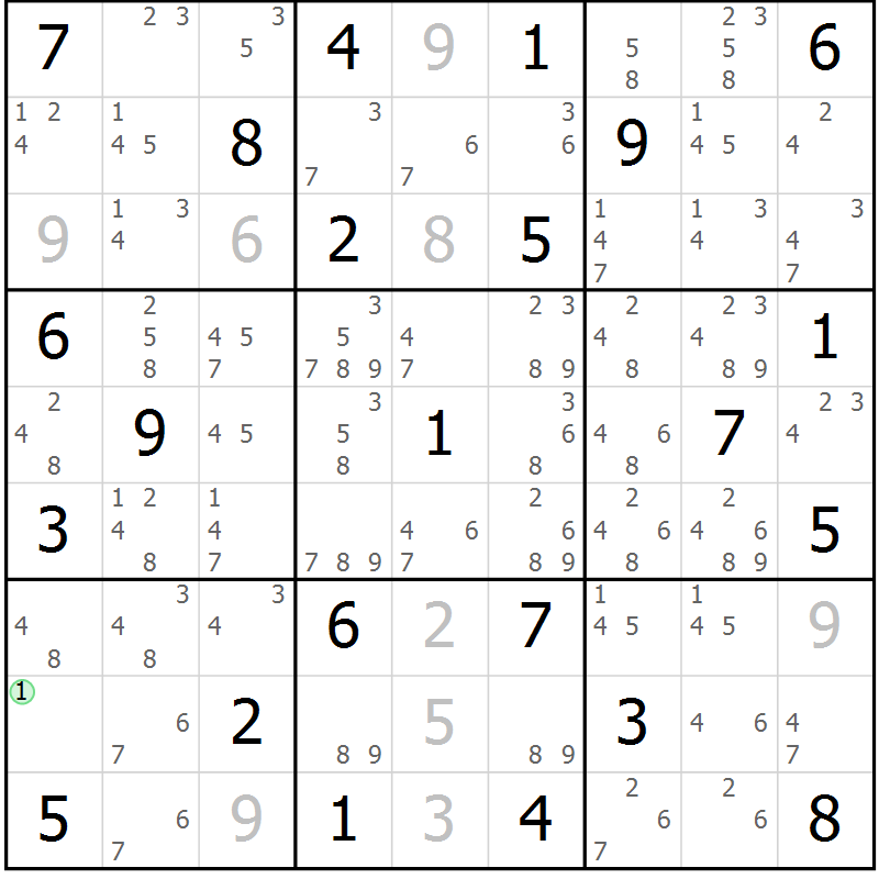 Position des candidats pour la solution de la Gr 74 page 77 du magazine de sudoku Maestro n° 086