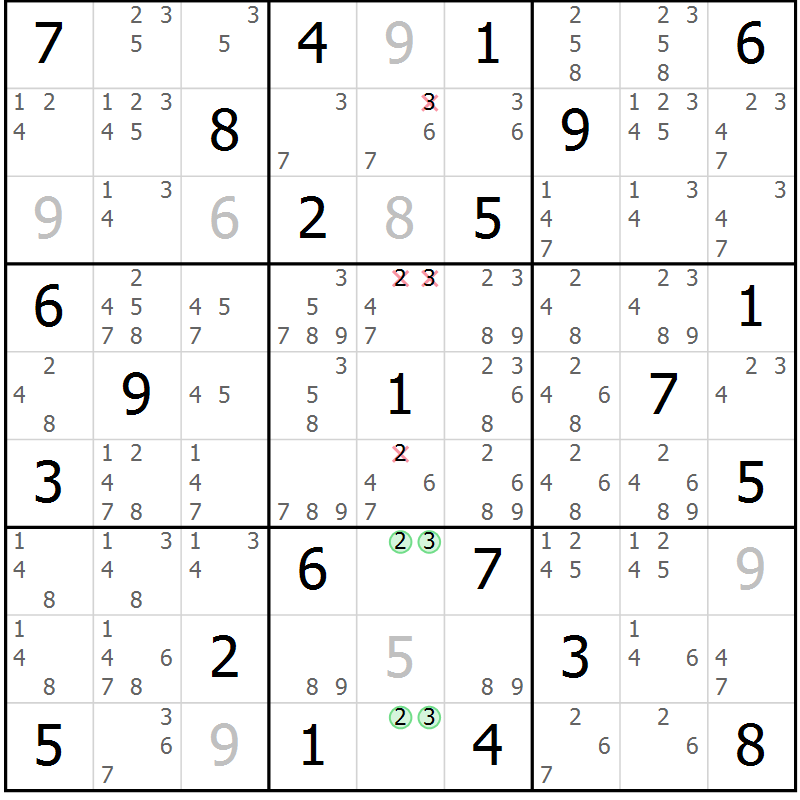 Position des candidats pour la solution de la Gr 74 page 77 du magazine de sudoku Maestro n° 086
