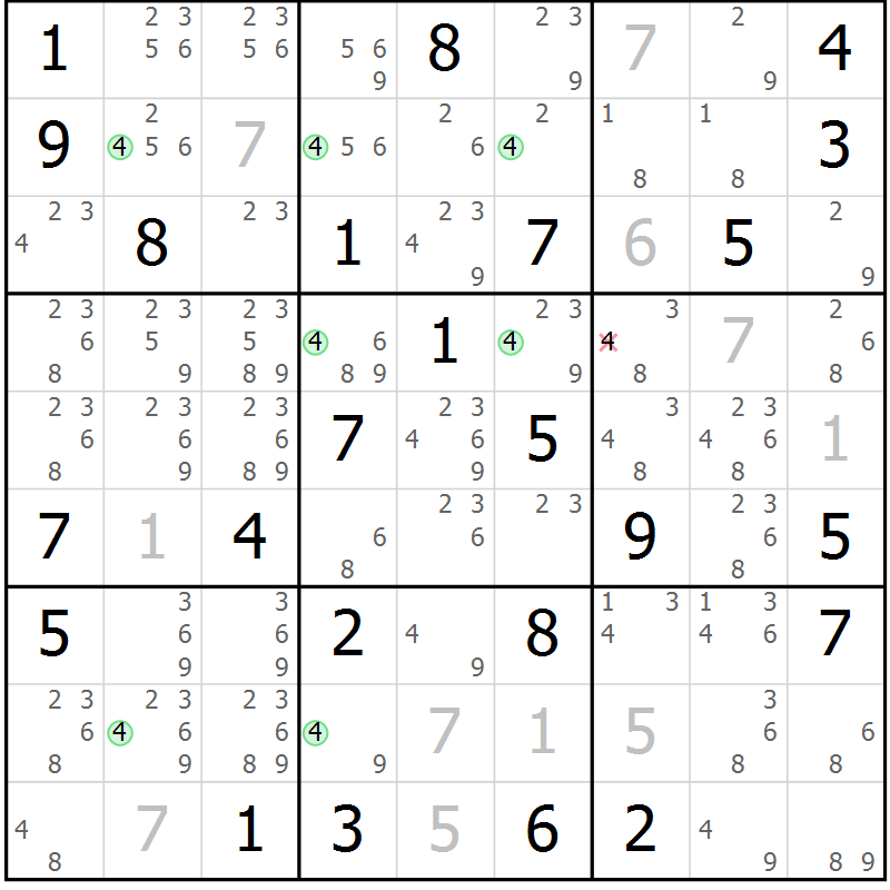 Position des candidats pour la solution de la Gr 75 page 78 du magazine de sudoku Maestro n° 086
