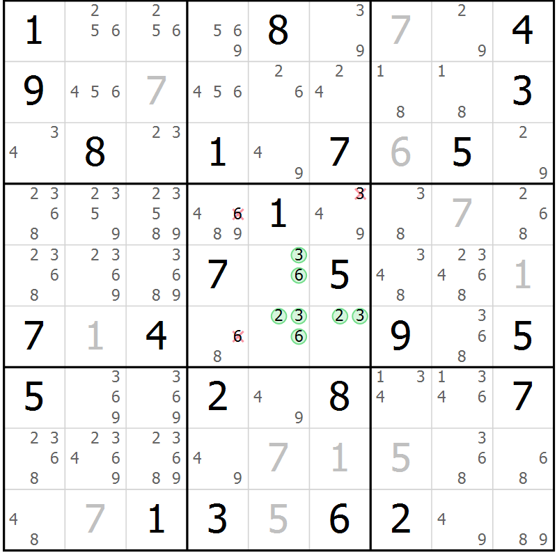Position des candidats pour la solution de la Gr 75 page 78 du magazine de sudoku Maestro n° 086