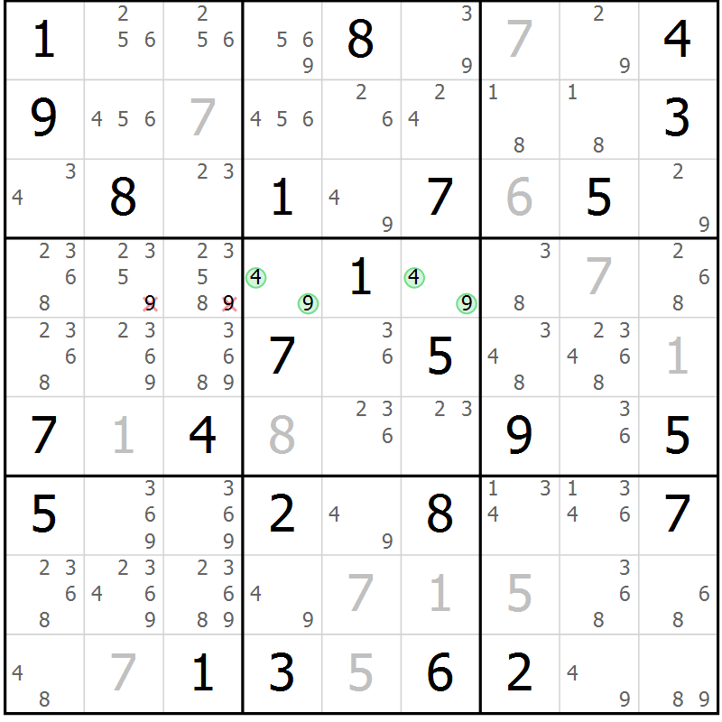 Position des candidats pour la solution de la Gr 75 page 78 du magazine de sudoku Maestro n° 086
