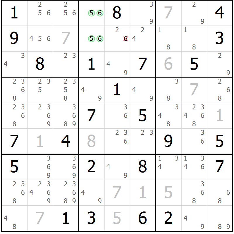 Position des candidats pour la solution de la Gr 75 page 78 du magazine de sudoku Maestro n° 086
