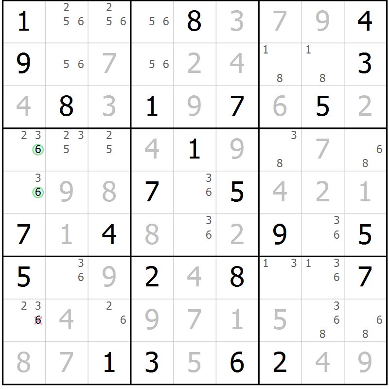 Position des candidats pour la solution de la Gr 75 page 78 du magazine de sudoku Maestro n° 086