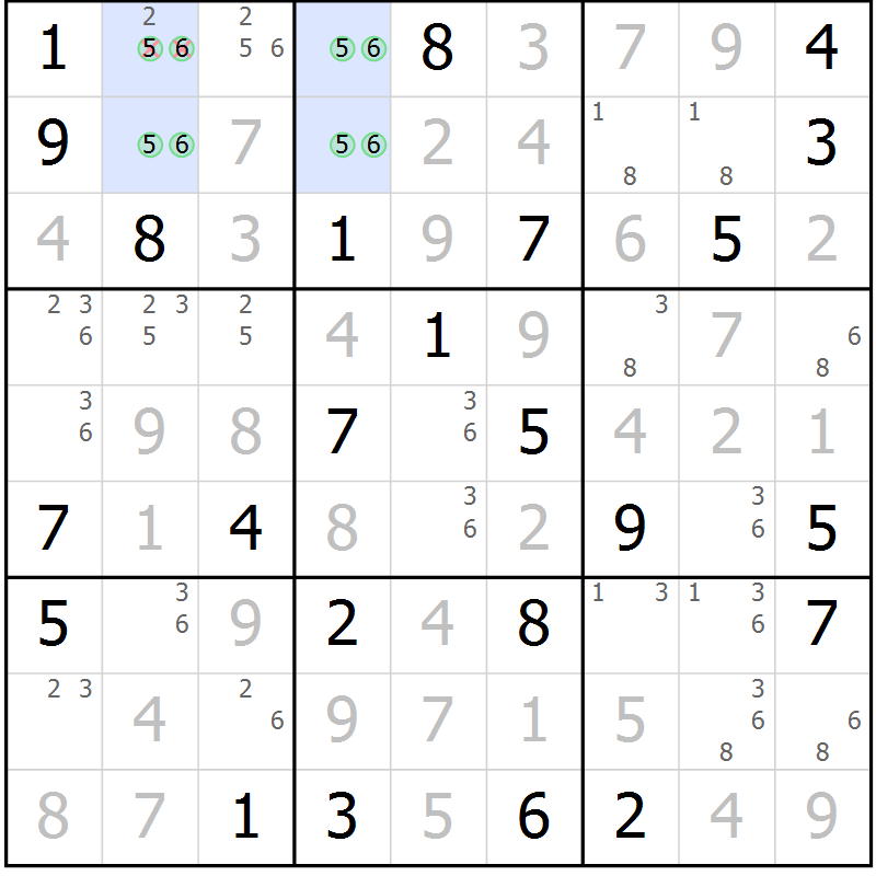 Position des candidats pour la solution de la Gr 75 page 78 du magazine de sudoku Maestro n° 086