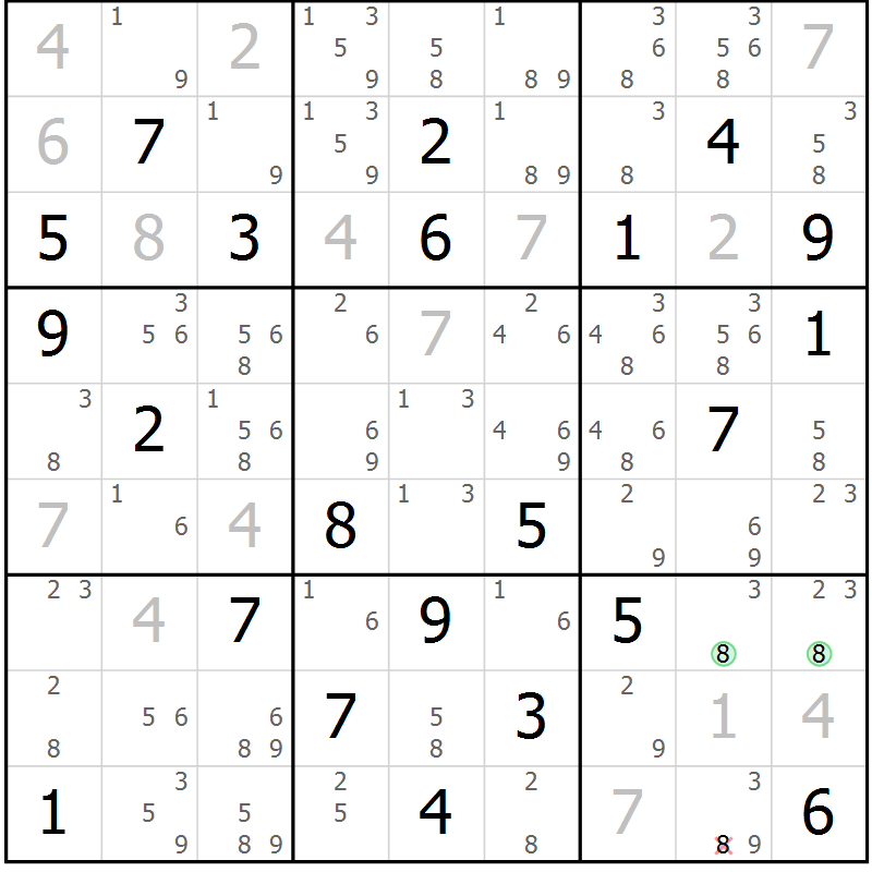 Position des candidats pour la solution de la Gr 79 page 82 du magazine de sudoku Maestro n° 086