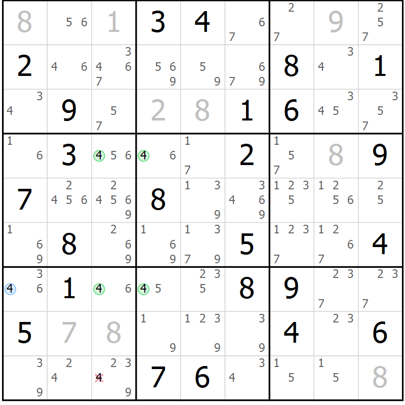 Position des candidats pour la solution de la Gr 83 page 86 du magazine de sudoku Maestro n° 086