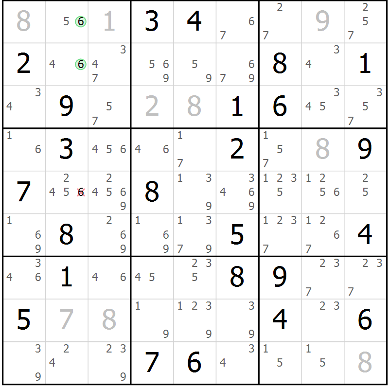 Position des candidats pour la solution de la Gr 83 page 86 du magazine de sudoku Maestro n° 086