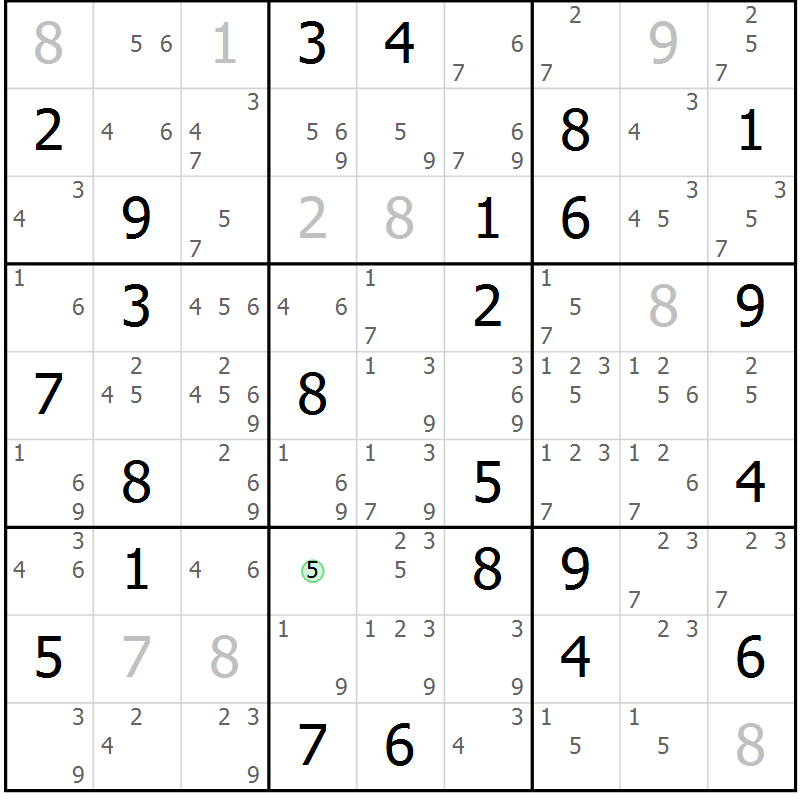 Position des candidats pour la solution de la Gr 83 page 86 du magazine de sudoku Maestro n° 086