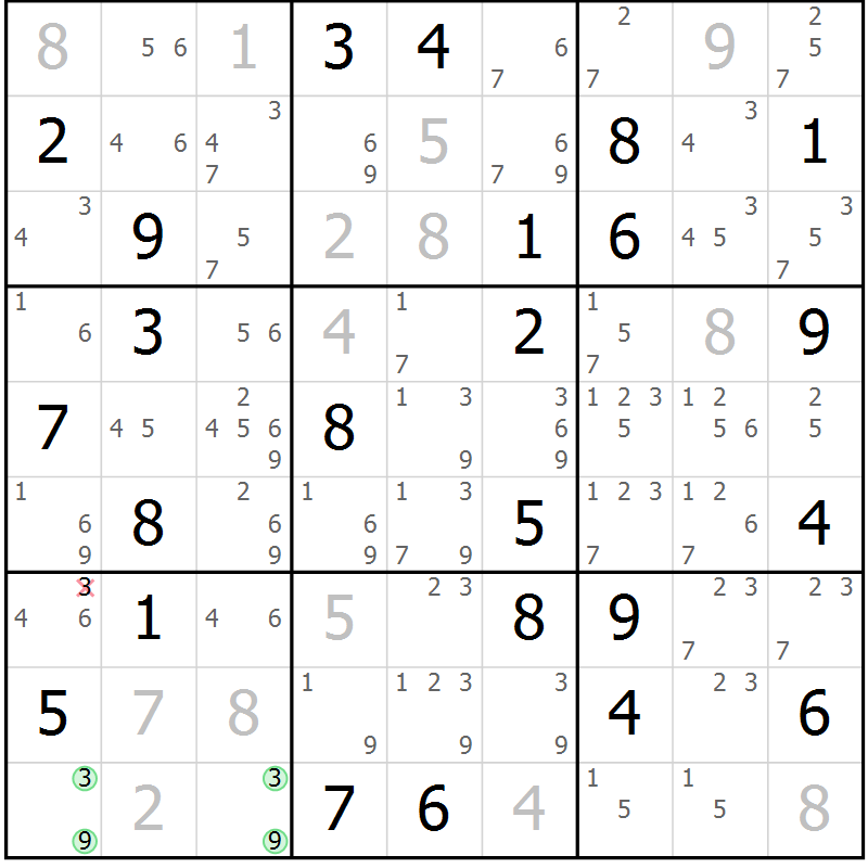 Position des candidats pour la solution de la Gr 83 page 86 du magazine de sudoku Maestro n° 086