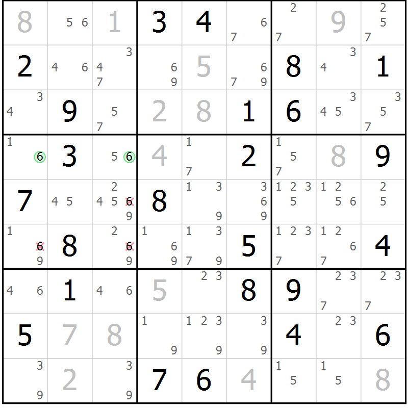 Position des candidats pour la solution de la Gr 83 page 86 du magazine de sudoku Maestro n° 086