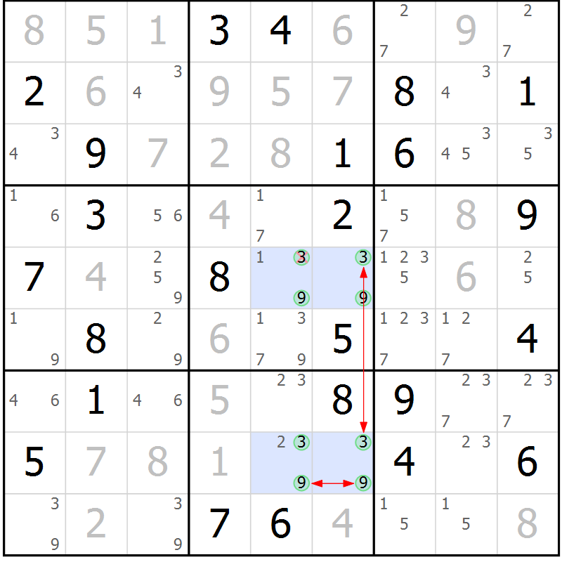 Position des candidats pour la solution de la Gr 83 page 86 du magazine de sudoku Maestro n° 086