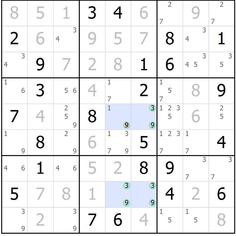 Position des candidats pour la solution de la Gr 83 page 86 du magazine de sudoku Maestro n° 086