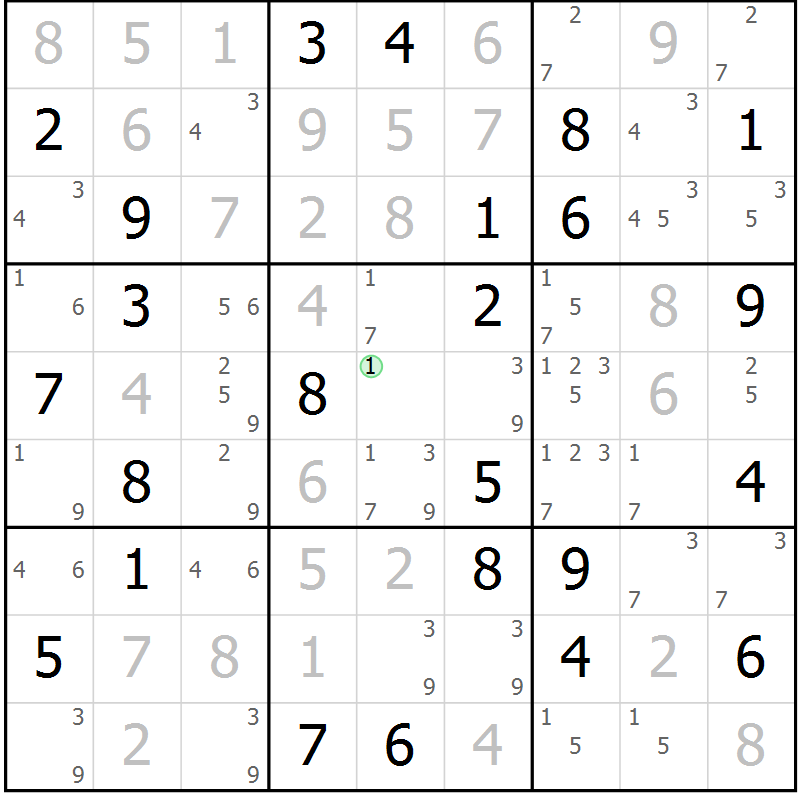 Position des candidats pour la solution de la Gr 83 page 86 du magazine de sudoku Maestro n° 086