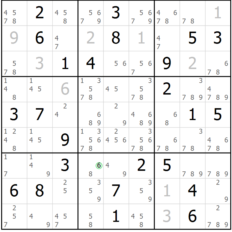 Position des candidats pour la solution de la Gr 84 page 87 du magazine de sudoku Maestro n° 086