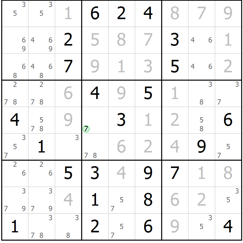 Position des candidats pour la solution de la Gr 9 page 12 du magazine de sudoku Maestro n° 086