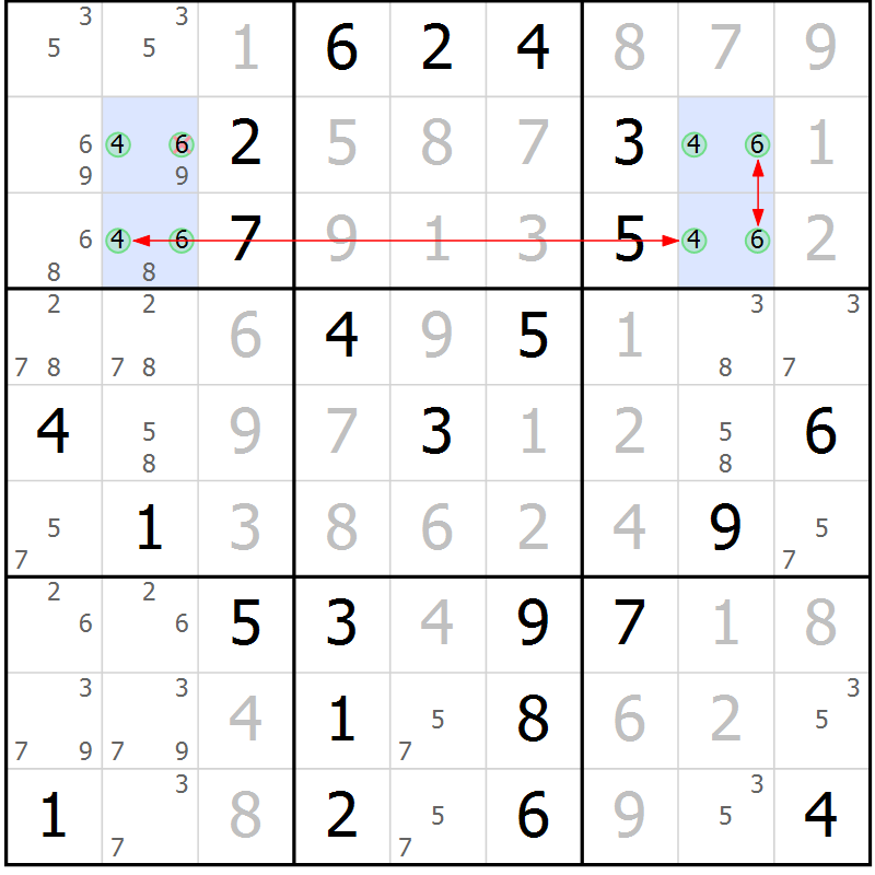 Position des candidats pour la solution de la Gr 9 page 12 du magazine de sudoku Maestro n° 086