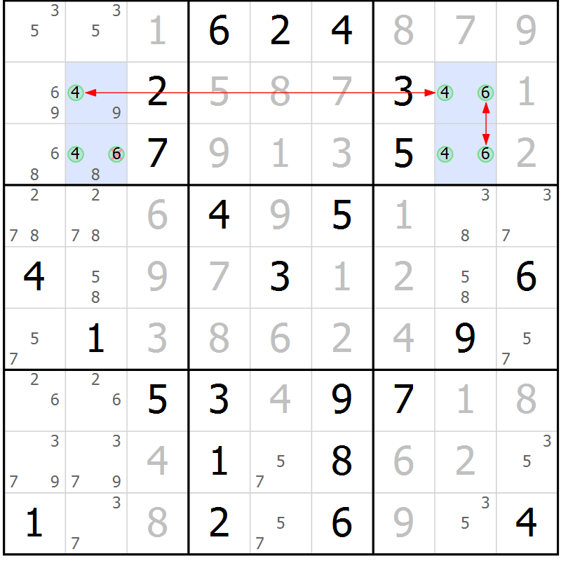 Position des candidats pour la solution de la Gr 9 page 12 du magazine de sudoku Maestro n° 086