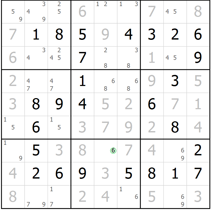 Position des candidats pour la solution de la Gr 10 page 13 du magazine de sudoku Maestro n° 087