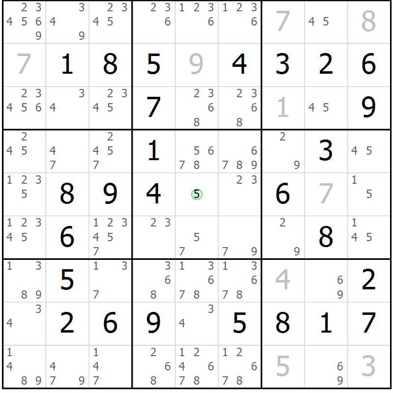 Position des candidats pour la solution de la Gr 10 page 13 du magazine de sudoku Maestro n° 087