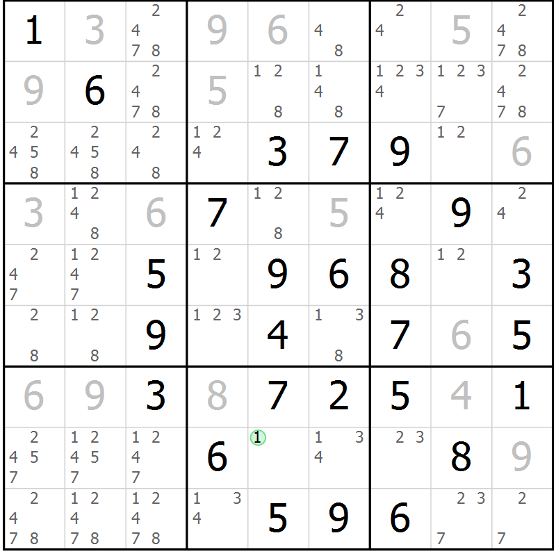 Position des candidats pour la solution de la Gr 11 page 14 du magazine de sudoku Maestro n° 087