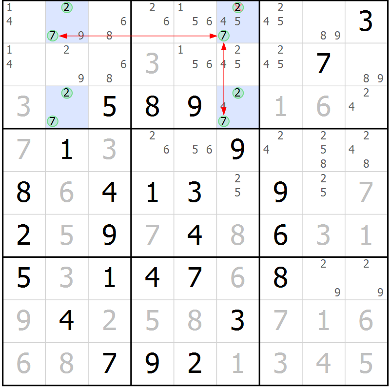 Position des candidats pour la solution de la Gr 12 page 15 du magazine de sudoku Maestro n° 087