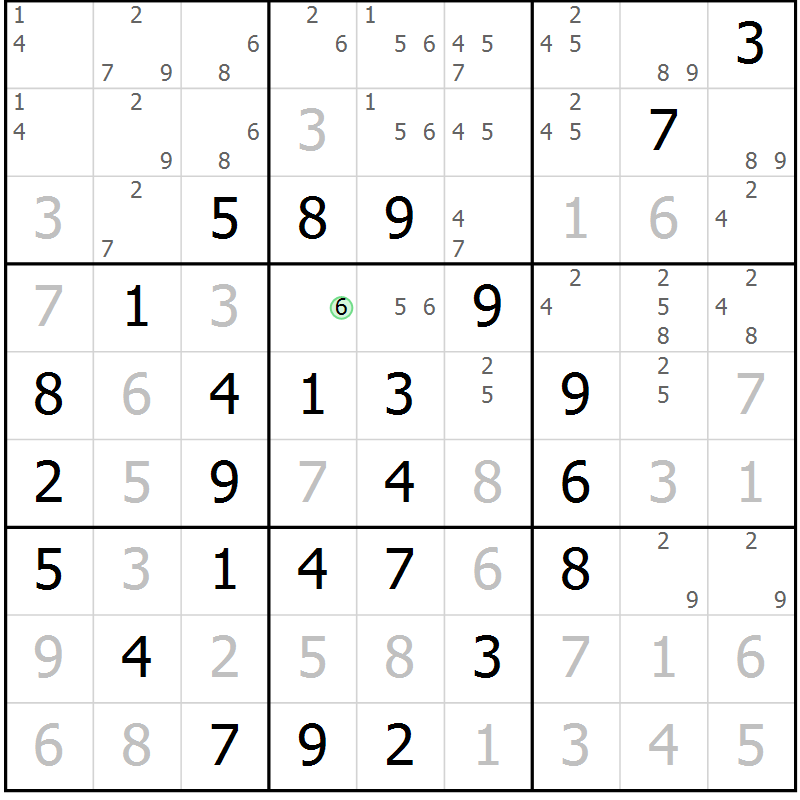 Position des candidats pour la solution de la Gr 12 page 15 du magazine de sudoku Maestro n° 087
