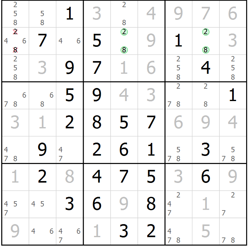 Position des candidats pour la solution de la Gr 14 page 17 du magazine de sudoku Maestro n° 087