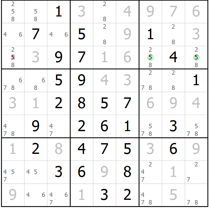 Position des candidats pour la solution de la Gr 14 page 17 du magazine de sudoku Maestro n° 087