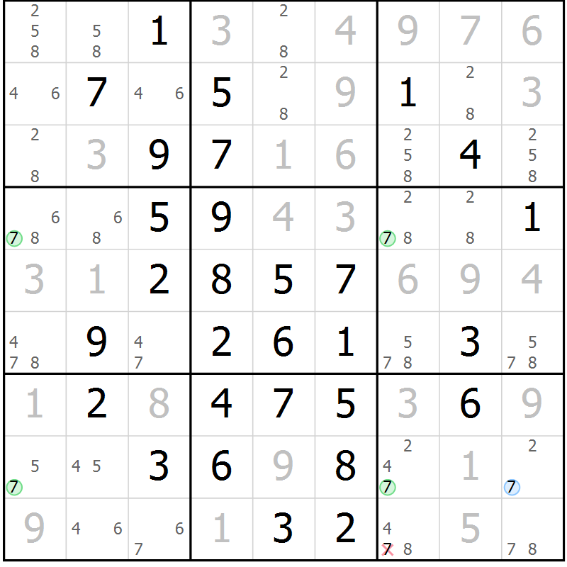 Position des candidats pour la solution de la Gr 14 page 17 du magazine de sudoku Maestro n° 087
