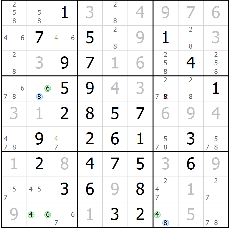 Position des candidats pour la solution de la Gr 14 page 17 du magazine de sudoku Maestro n° 087