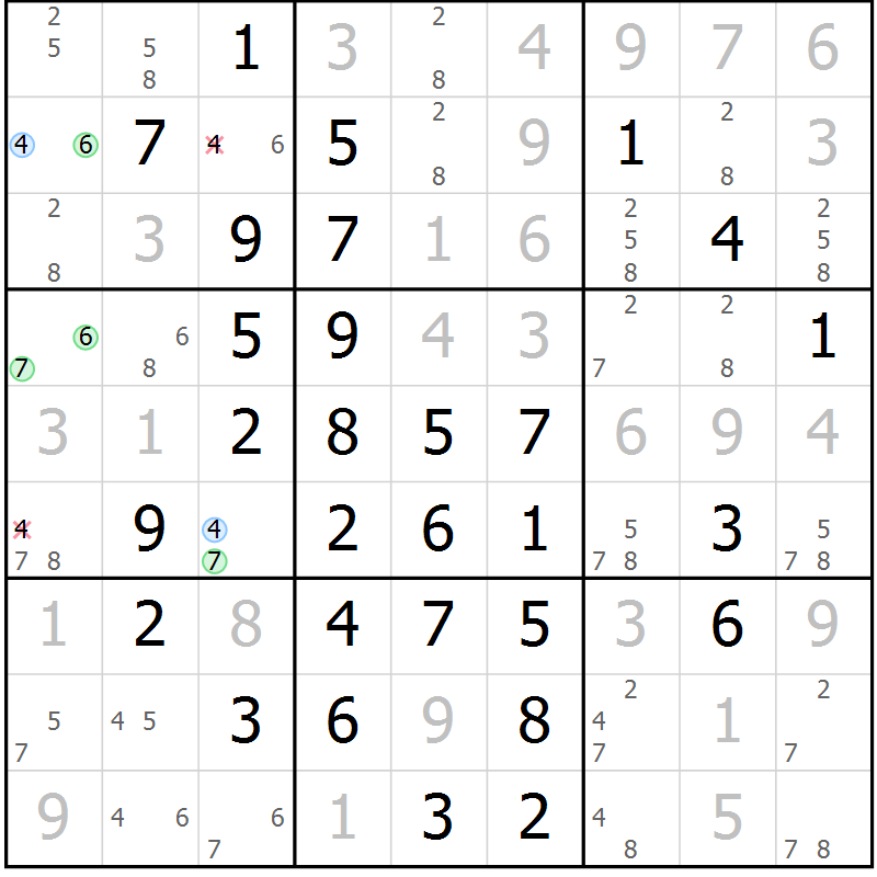 Position des candidats pour la solution de la Gr 14 page 17 du magazine de sudoku Maestro n° 087