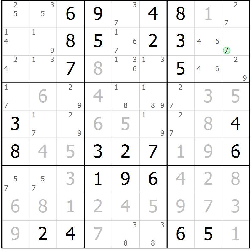 Position des candidats pour la solution de la Gr 15 page 18 du magazine de sudoku Maestro n° 087