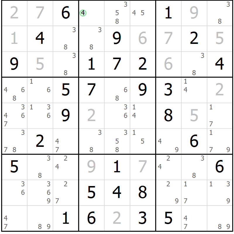 Position des candidats pour la solution de la Gr 16 page 19 du magazine de sudoku Maestro n° 087