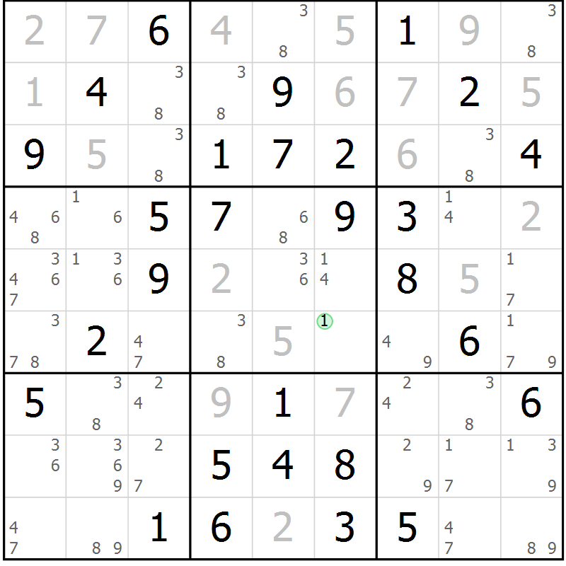 Position des candidats pour la solution de la Gr 16 page 19 du magazine de sudoku Maestro n° 087