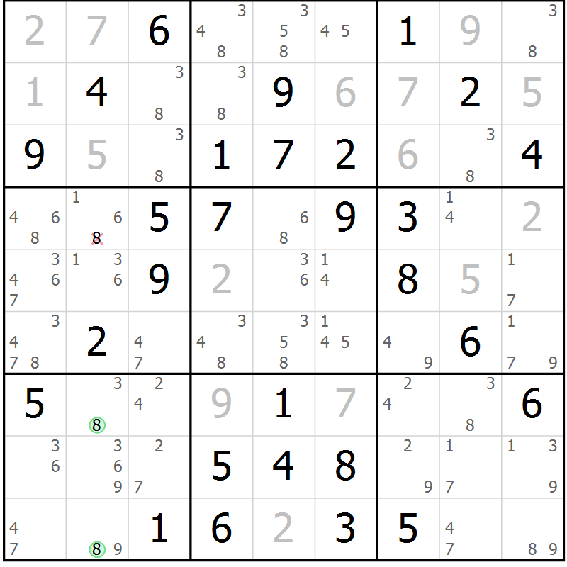 Position des candidats pour la solution de la Gr 16 page 19 du magazine de sudoku Maestro n° 087