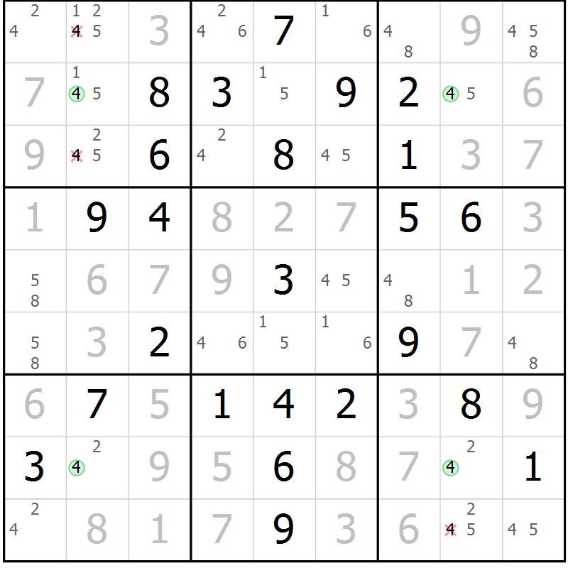 Position des candidats pour la solution de la Gr 17 page 20 du magazine de sudoku Maestro n° 087