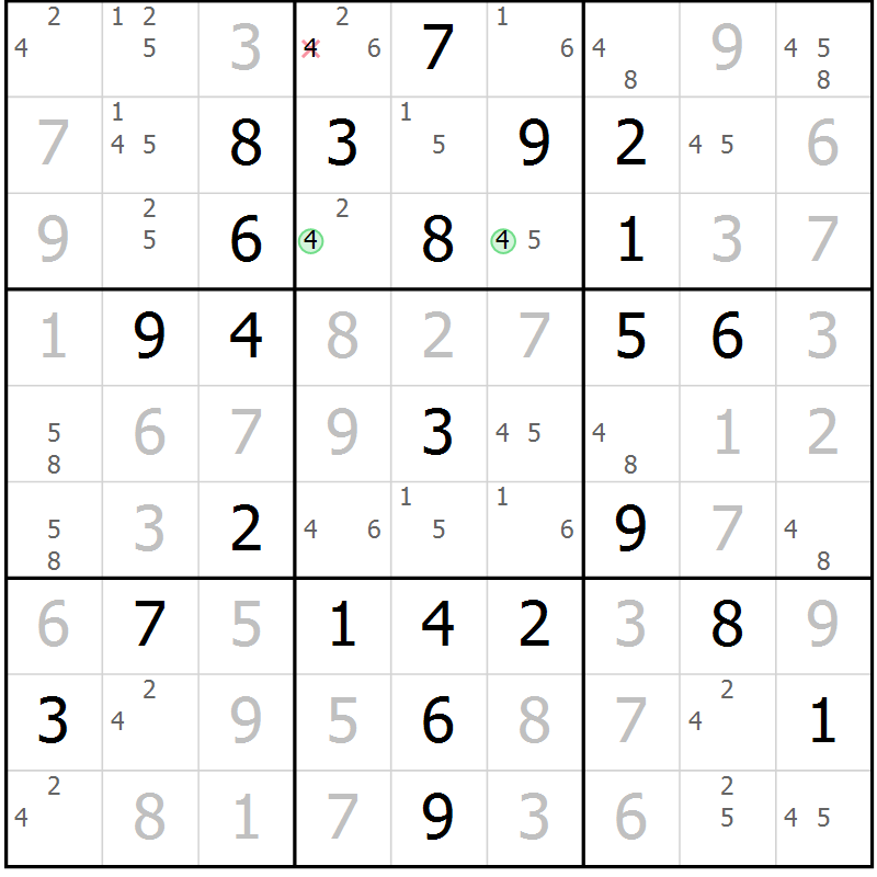 Position des candidats pour la solution de la Gr 17 page 20 du magazine de sudoku Maestro n° 087
