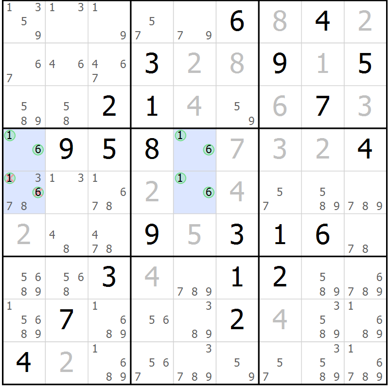 Position des candidats pour la solution de la Gr 20 page 23 du magazine de sudoku Maestro n° 087