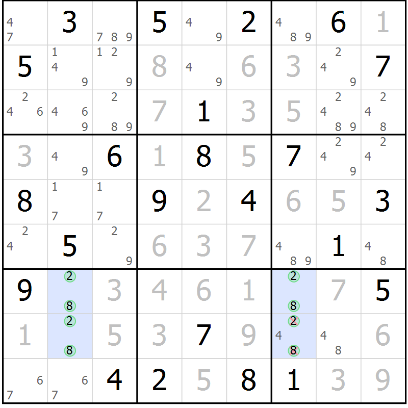 Position des candidats pour la solution de la Gr 21 page 24 du magazine de sudoku Maestro n° 087