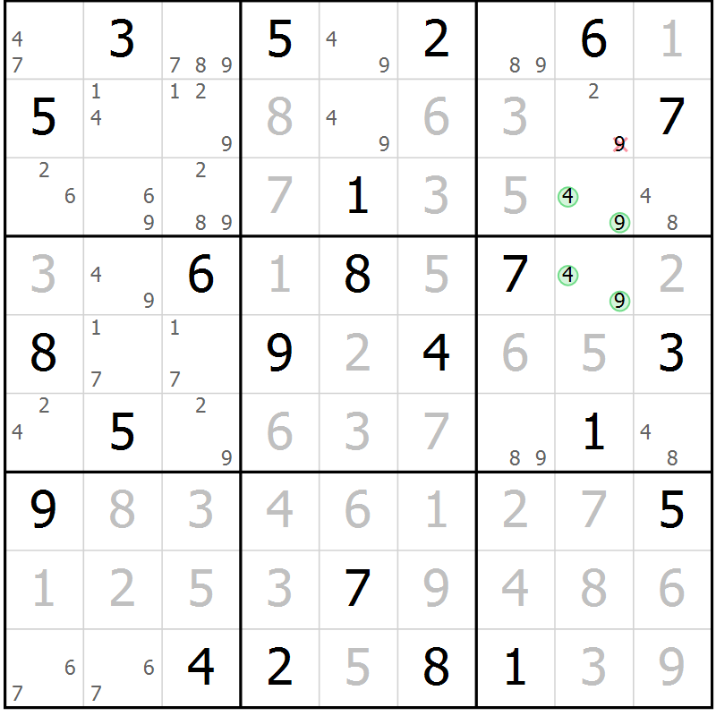 Position des candidats pour la solution de la Gr 21 page 24 du magazine de sudoku Maestro n° 087