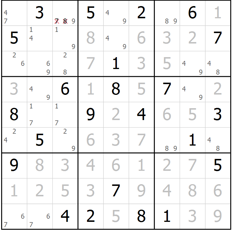 Position des candidats pour la solution de la Gr 21 page 24 du magazine de sudoku Maestro n° 087