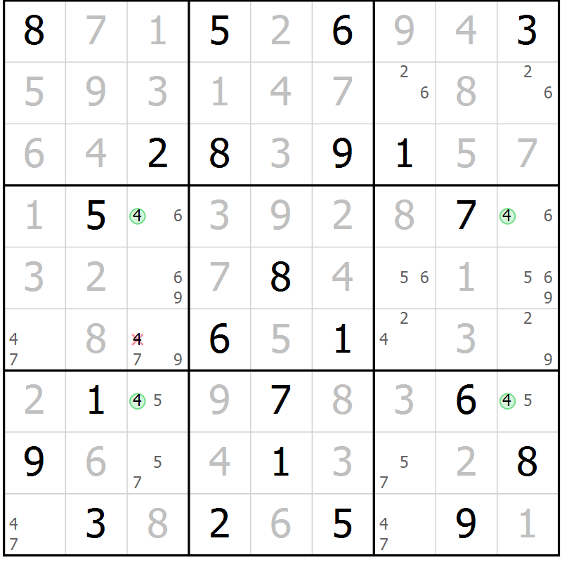 Position des candidats pour la solution de la Gr 22 page 25 du magazine de sudoku Maestro n° 087