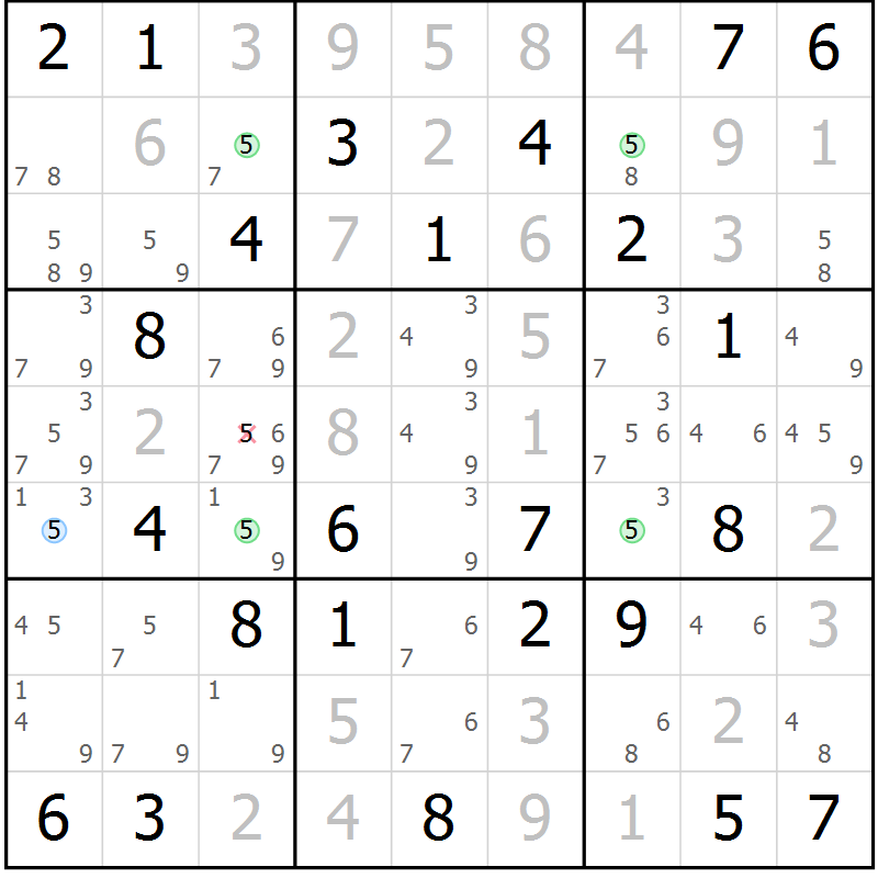 Position des candidats pour la solution de la Gr 24 page 27 du magazine de sudoku Maestro n° 087