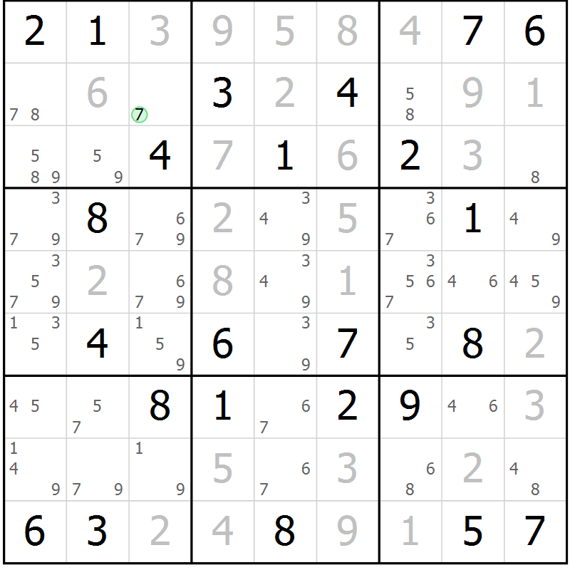 Position des candidats pour la solution de la Gr 24 page 27 du magazine de sudoku Maestro n° 087