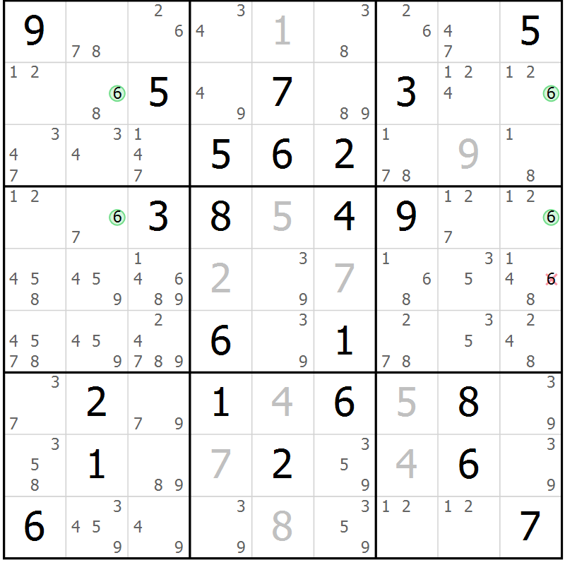 Position des candidats pour la solution de la Gr 26 page 29 du magazine de sudoku Maestro n° 087