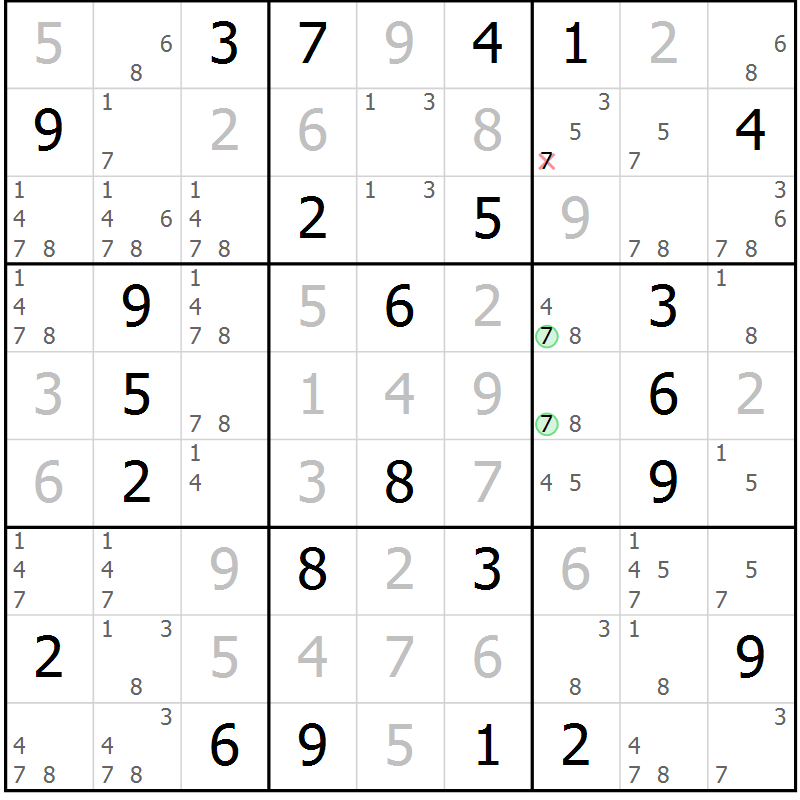 Position des candidats pour la solution de la Gr 27 page 30 du magazine de sudoku Maestro n° 087