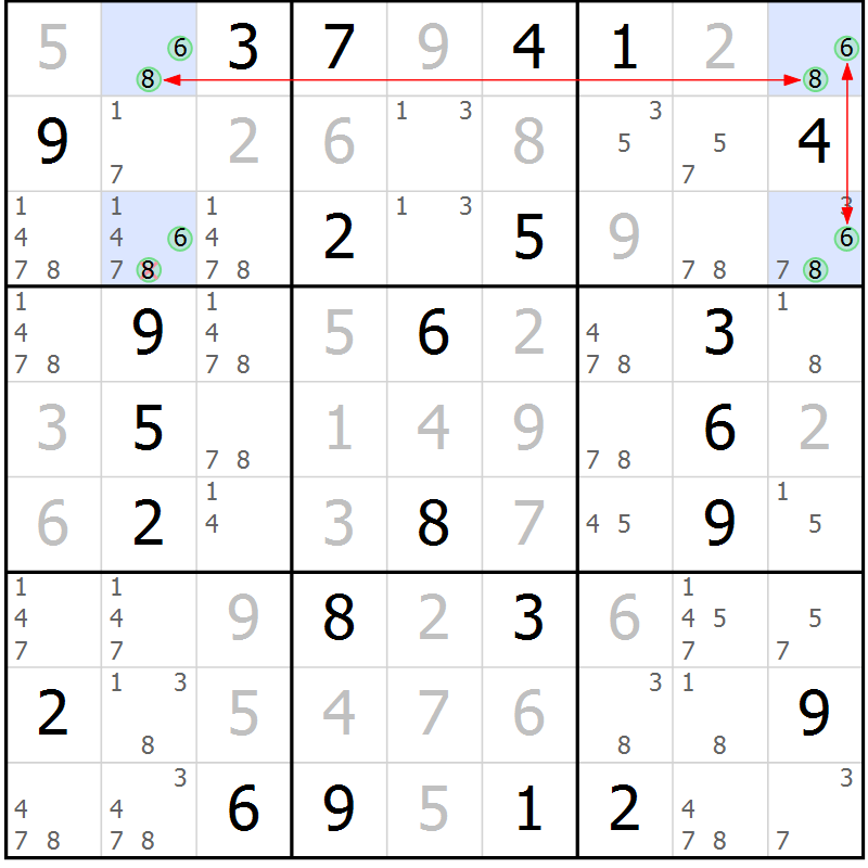 Position des candidats pour la solution de la Gr 27 page 30 du magazine de sudoku Maestro n° 087