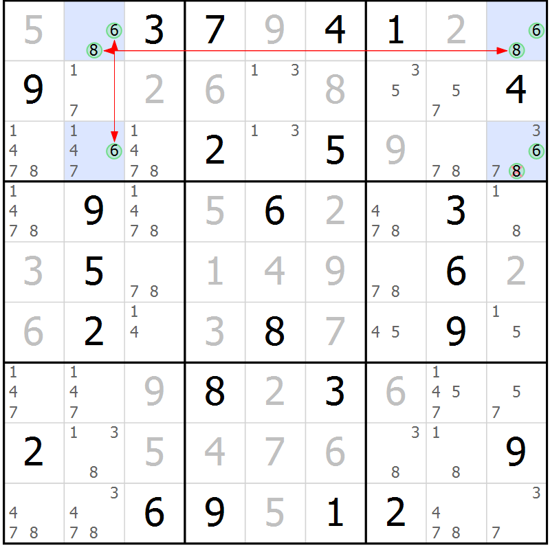 Position des candidats pour la solution de la Gr 27 page 30 du magazine de sudoku Maestro n° 087