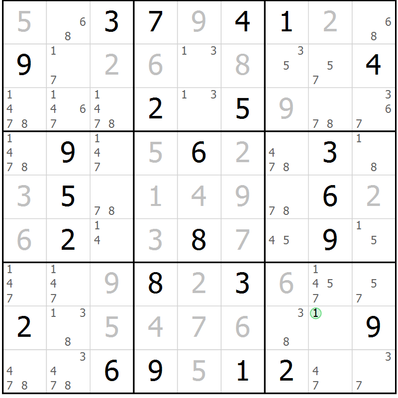 Position des candidats pour la solution de la Gr 27 page 30 du magazine de sudoku Maestro n° 087